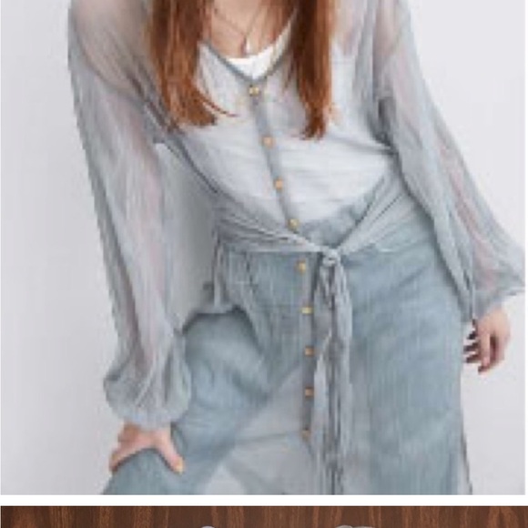 Zara Transparent Gray V-Neck Top/duster - Picture 1 of 5